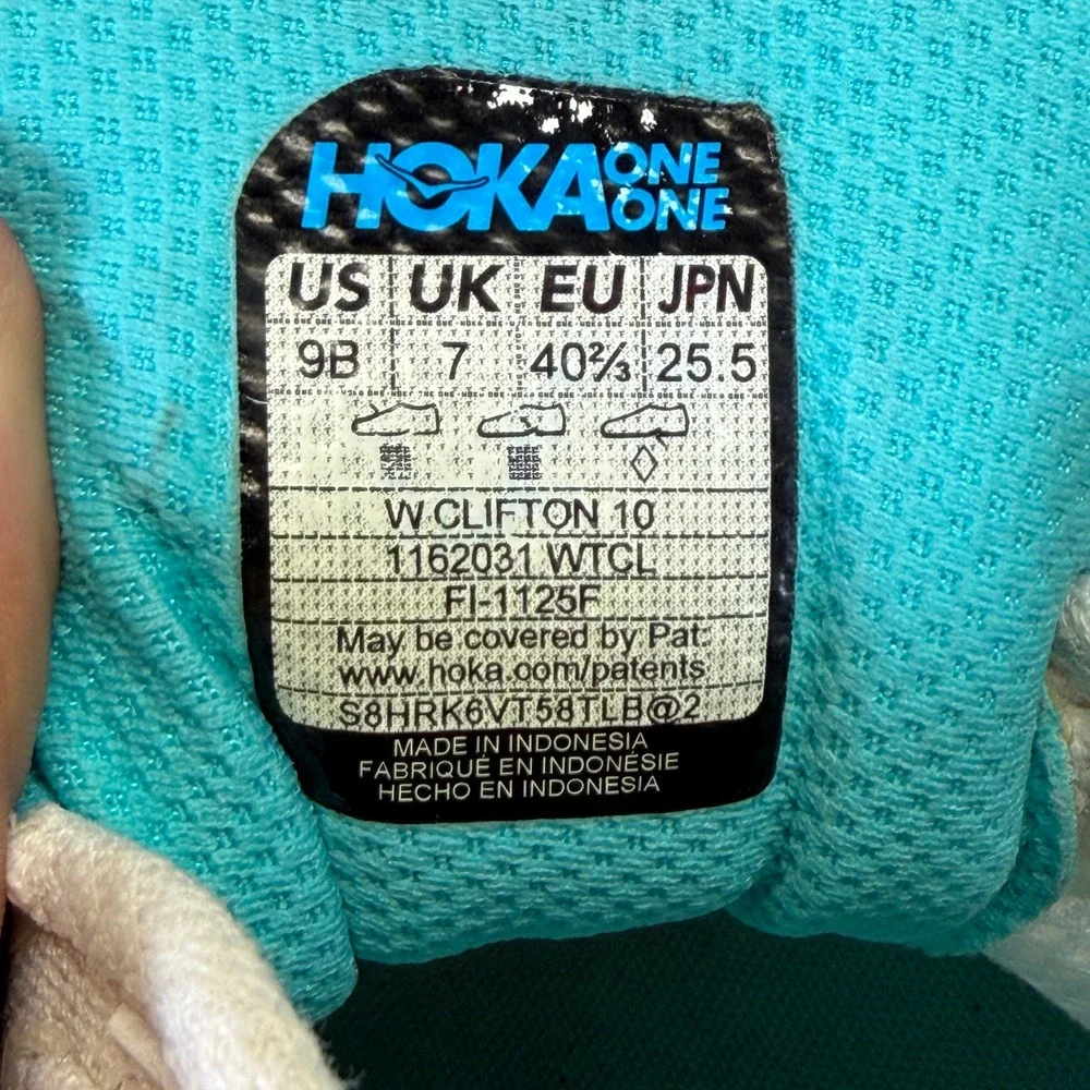 Hoka Clifton 10 Womens Shoes Size 9 White Teal Running Sneakers 1162031 WTCL